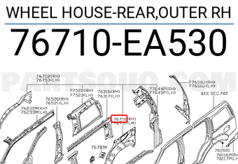 Nissan 76710EA530 WHEEL HOUSE-REAR,OUTER RH