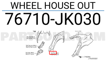 Nissan 76710JK030 WHEEL HOUSE OUT