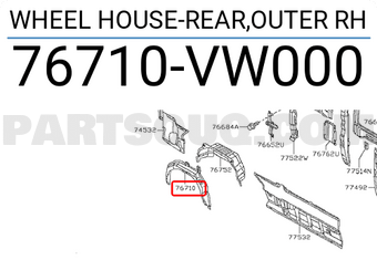Nissan 76710VW000 WHEEL HOUSE-REAR,OUTER RH