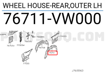 Nissan 76711VW000 WHEEL HOUSE-REAR,OUTER LH