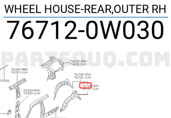 Nissan 767120W030 WHEEL HOUSE-REAR,OUTER RH