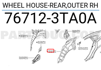 Nissan 767123TA0A WHEEL HOUSE-REAR,OUTER RH