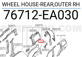 Nissan 76712EA030 WHEEL HOUSE-REAR,OUTER RH