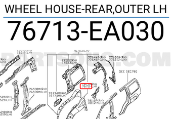 Nissan 76713EA030 WHEEL HOUSE-REAR,OUTER LH