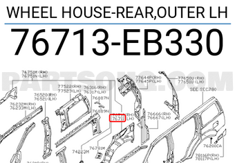 Nissan 76713EB330 WHEEL HOUSE-REAR,OUTER LH