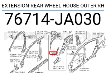 Nissan 76714JA030 EXTENSION-REAR WHEEL HOUSE OUTER,RH