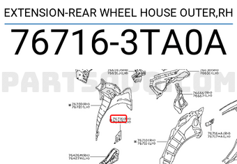 Nissan 767163TA0A EXTENSION-REAR WHEEL HOUSE OUTER,RH