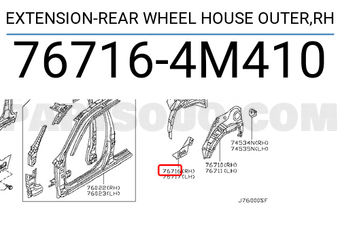 Nissan 767164M410 EXTENSION-REAR WHEEL HOUSE OUTER,RH
