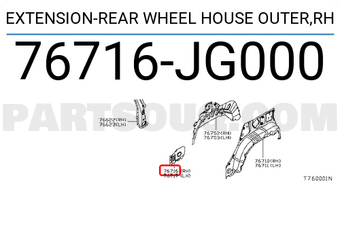 Nissan 76716JG000 EXTENSION-REAR WHEEL HOUSE OUTER,RH