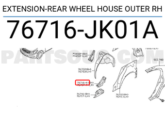 Nissan 76716JK01A EXTENSION-REAR WHEEL HOUSE OUTER RH