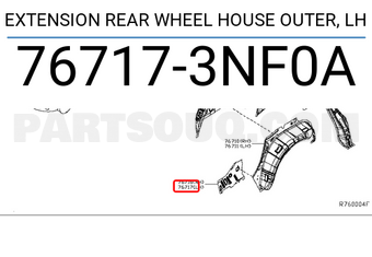Nissan 767173NF0A EXTENSION REAR WHEEL HOUSE OUTER, LH
