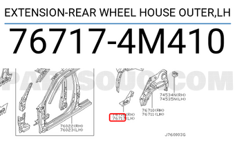 Nissan 767174M410 EXTENSION-REAR WHEEL HOUSE OUTER,LH