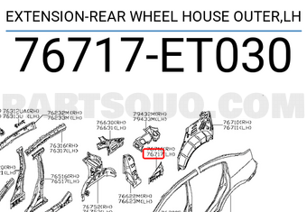 Nissan 76717ET030 EXTENSION-REAR WHEEL HOUSE OUTER,LH