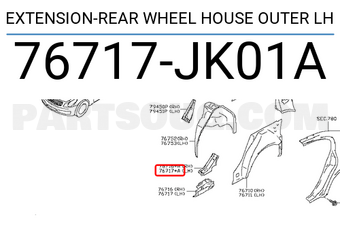 Nissan 76717JK01A EXTENSION-REAR WHEEL HOUSE OUTER LH