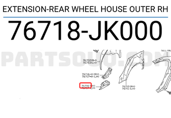Nissan 76718JK000 EXTENSION-REAR WHEEL HOUSE OUTER RH