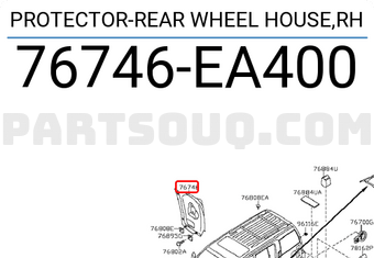 Nissan 76746EA400 PROTECTOR-REAR WHEEL HOUSE,RH