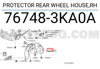 Nissan 767483KA0A PROTECTOR REAR WHEEL HOUSE,RH