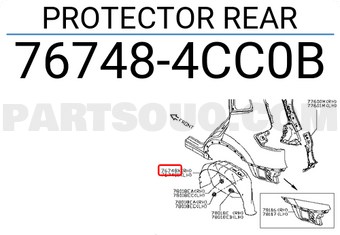 Nissan 767484CC0B PROTECTOR REAR