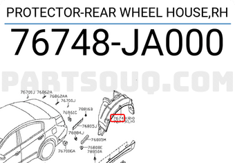 Nissan 76748JA000 PROTECTOR-REAR WHEEL HOUSE,RH
