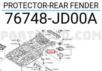 Nissan 76748JD00A PROTECTOR-REAR FENDER