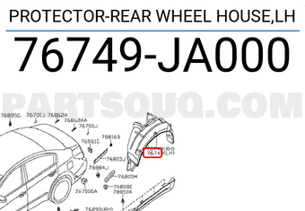 Nissan 76749JA000 PROTECTOR-REAR WHEEL HOUSE,LH