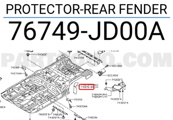 Nissan 76749JD00A PROTECTOR-REAR FENDER