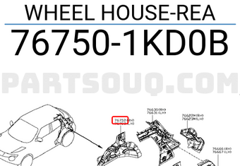 Nissan 767501KD0B WHEEL HOUSE-REA