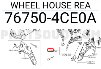 Nissan 767504CE0A WHEEL HOUSE REA
