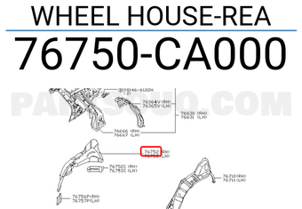 Nissan 76750CA000 WHEEL HOUSE-REA
