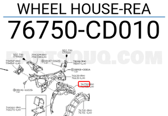 Nissan 76750CD010 WHEEL HOUSE-REA
