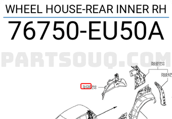 Nissan 76750EU50A WHEEL HOUSE-REAR INNER RH