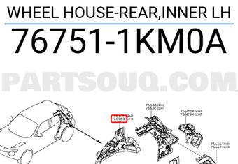 Nissan 767511KM0A WHEEL HOUSE-REAR,INNER LH