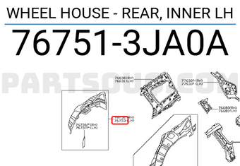 Nissan 767513JA0A WHEEL HOUSE - REAR, INNER LH