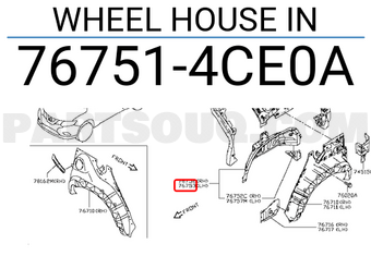 Nissan 767514CE0A WHEEL HOUSE IN