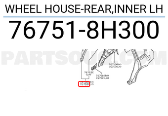Nissan 767518H300 WHEEL HOUSE-REAR,INNER LH