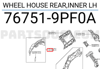 Nissan 767519PF0A WHEEL HOUSE REAR,INNER LH