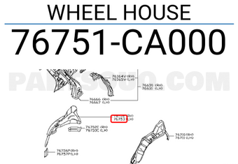 Nissan 76751CA000 WHEEL HOUSE