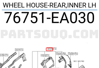 Nissan 76751EA030 WHEEL HOUSE-REAR,INNER LH