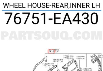 Nissan 76751EA430 WHEEL HOUSE-REAR,INNER LH