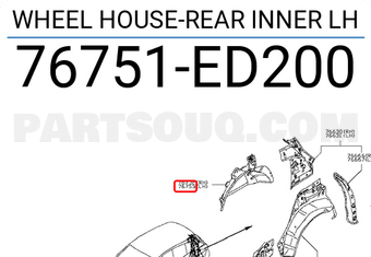 Nissan 76751ED200 WHEEL HOUSE-REAR INNER LH