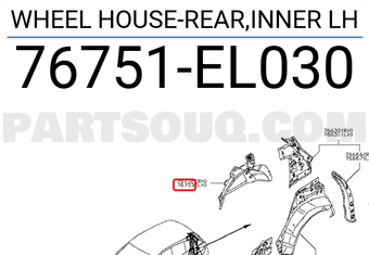 Nissan 76751EL030 WHEEL HOUSE-REAR,INNER LH