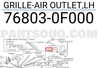 Nissan 768030F000 GRILLE-AIR OUTLET,LH