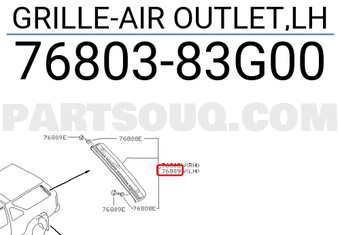 Nissan 7680383G00 GRILLE-AIR OUTLET,LH