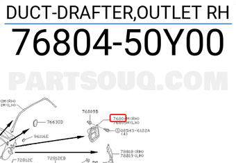 Nissan 7680450Y00 DUCT-DRAFTER,OUTLET RH