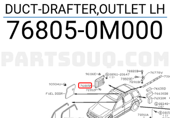 Nissan 768050M000 DUCT-DRAFTER,OUTLET LH