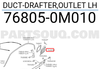 Nissan 768050M010 DUCT-DRAFTER,OUTLET LH