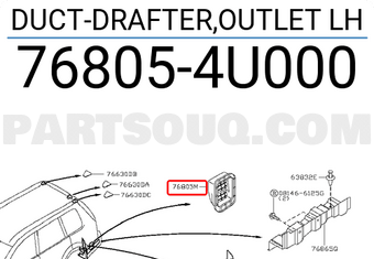 Nissan 768054U000 DUCT-DRAFTER,OUTLET LH