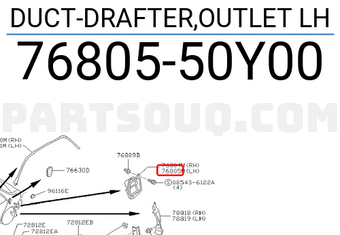 Nissan 7680550Y00 DUCT-DRAFTER,OUTLET LH