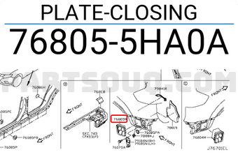 Nissan 768055HA0A PLATE-CLOSING