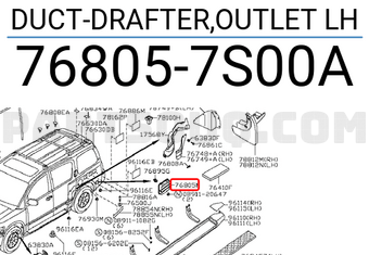 Nissan 768057S00A DUCT-DRAFTER,OUTLET LH